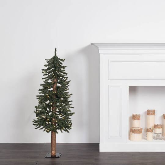 2ft., 3ft. & 4ft. Natural Bark Alpine Artificial Christmas Tree Set, Warm White Dura-Lit® LED Lights